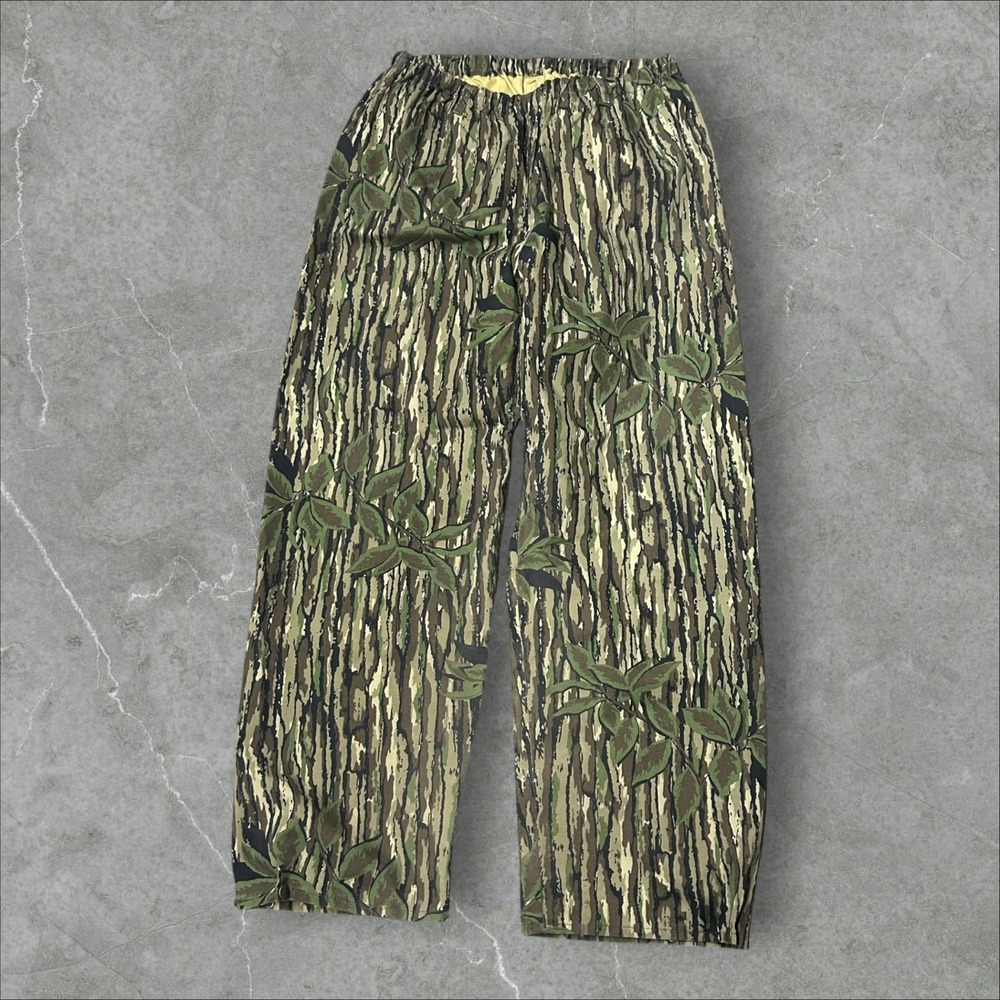 Cabelas Gore-Tex Hunting Pants Mens Large Green Bark Camo Vintage Made in USA